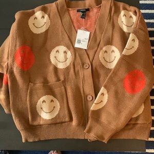 SOLD OUT Forever 21 Happy Face Cardigan Sweater - size Large